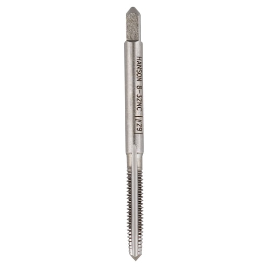 IRWIN 1024 metal threading tap, photography of straight fluted tap, vertical front angle, white background