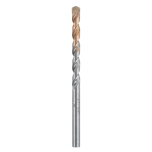 IRWIN 10501817 masonry drill bit with carbide tip, silver and bronze finish, front angle on white background.