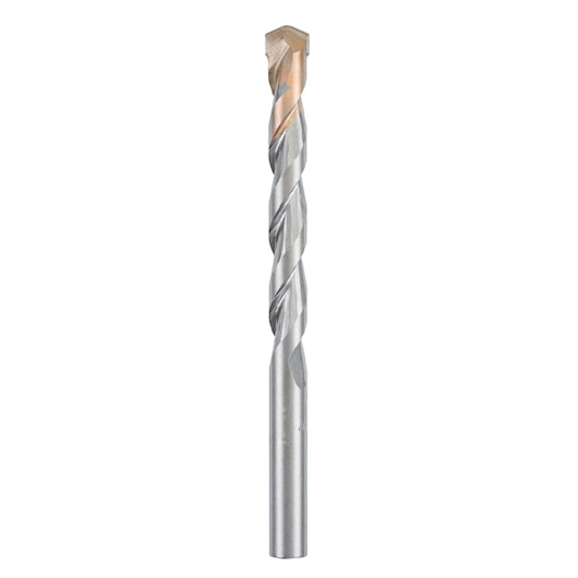 IRWIN 10501846 silver masonry drill bit with carbide tip, side angle on white background.
