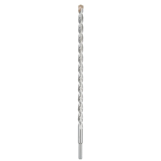IRWIN 10501864 silver masonry drill bit, front angle, straight flute, white background