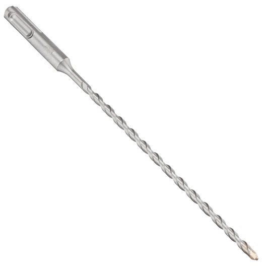 IRWIN 10501947 long masonry drill bit with SDS shank, silver, spiral flute, side angle, white background.