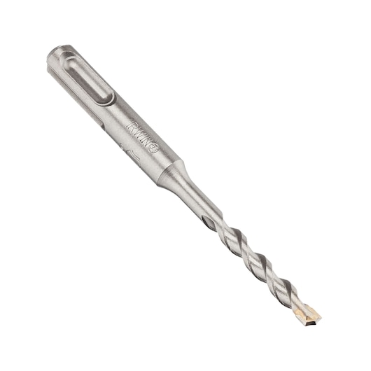 IRWIN 10501954 silver SDS-plus masonry drill bit, spiral design, front angle, white background.