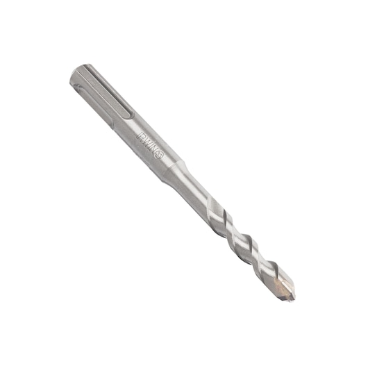 Photo of IRWIN 10501968 SDS-plus masonry drill bit, silver, angled on white background.