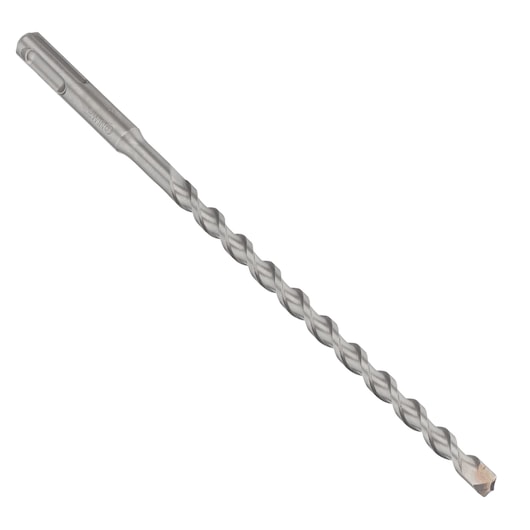 IRWIN 10501970 masonry drill bit with spiral flute, silver finish, angled on white background.