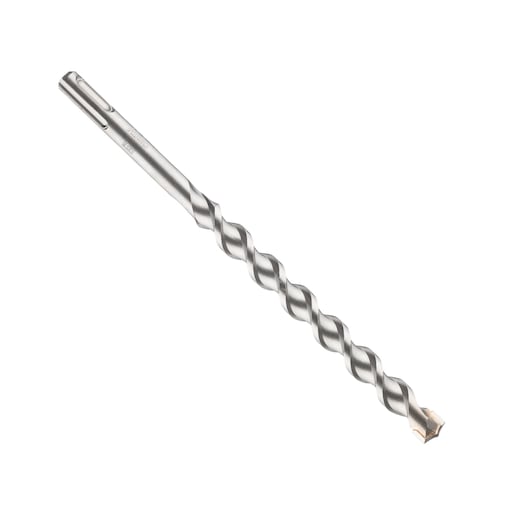 IRWIN 10502005 masonry drill bit with SDS-plus shank, silver twisted design, side view on white background.