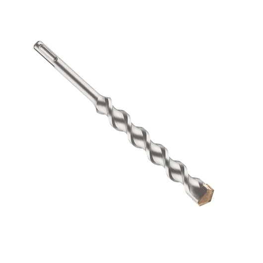 IRWIN 10502036 masonry drill bit with SDS-plus shank, silver spiral design, angled view on white background.