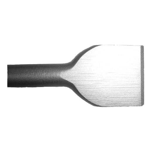 IRWIN 10502196 flat chisel, silver and black, side angle on white background.
