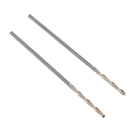 IRWIN 10502202 metal drill bits set, two silver bits, side angle on white background.