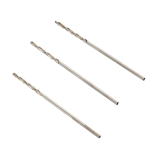 IRWIN 10502376 set of three metal drill bits, straight shank, side angle, white background.