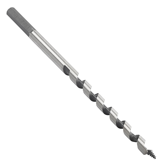 IRWIN 10502744 steel auger drill bit, spiral fluted, side angle, on white background.