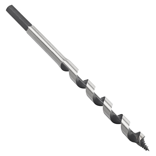 IRWIN auger drill bit, SKU 10502748, silver and black, angled view on white background.