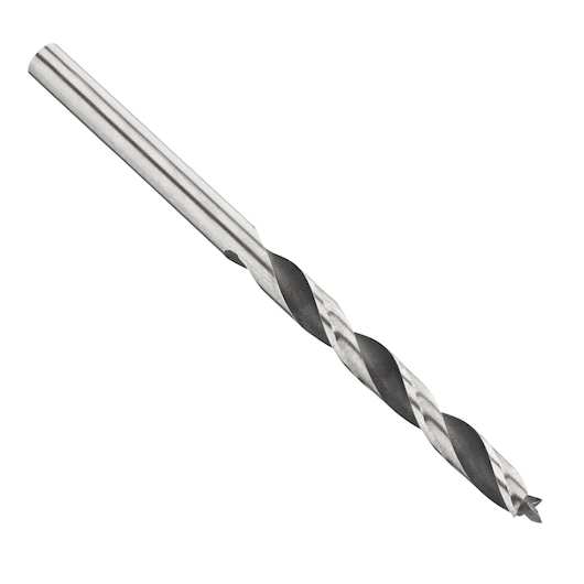 IRWIN 10502794 metal drill bit with black and silver spiral design, side angle, white background.