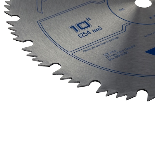 IRWIN 11270ZR circular saw blade, silver with blue print, angled close-up on white background.