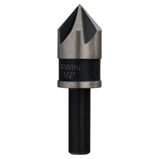 IRWIN 12411 countersink bit, 1/2 inch, black and silver finish, front angle on white background.