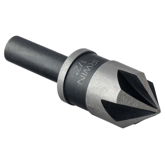 IRWIN 12411 countersink drill bit, metal construction, engraved size, angled view, white background.