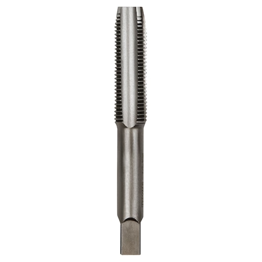 IRWIN 1445 straight flute tap in steel, front angle on white background.