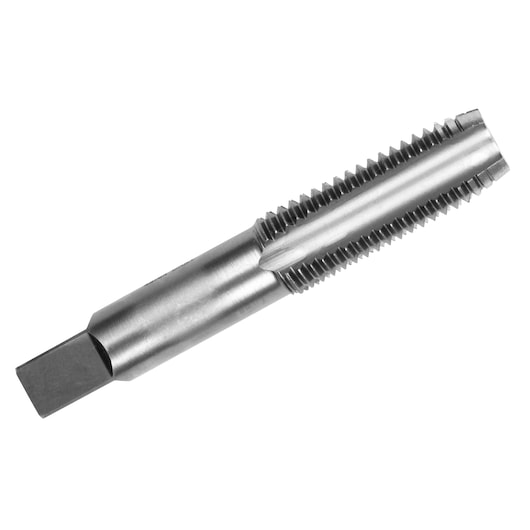 IRWIN 1461 steel threading tap tool, side angle, with sharp cutting flutes and cylindrical shaft.