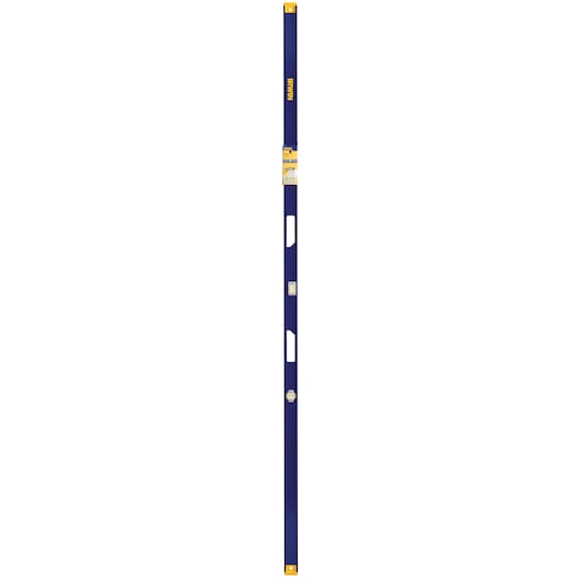 IRWIN 1794151 blue and yellow box level with multiple vials, straight-on angle, photography