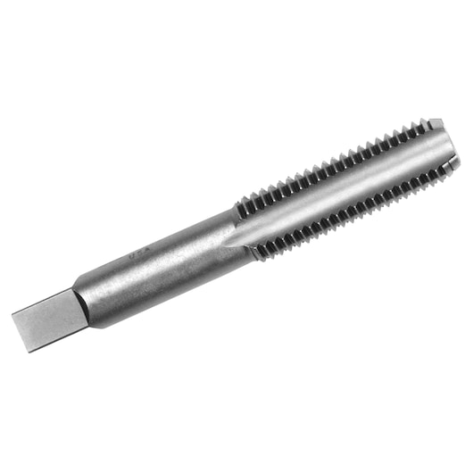 IRWIN 1856 straight flute tap, steel threading tool shown on white background, side angle.
