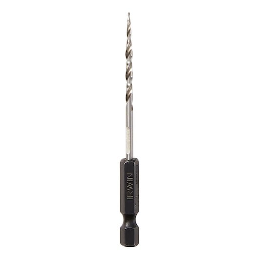 IRWIN 1882786 hex shank drill bit, black and silver, vertical view on white background.