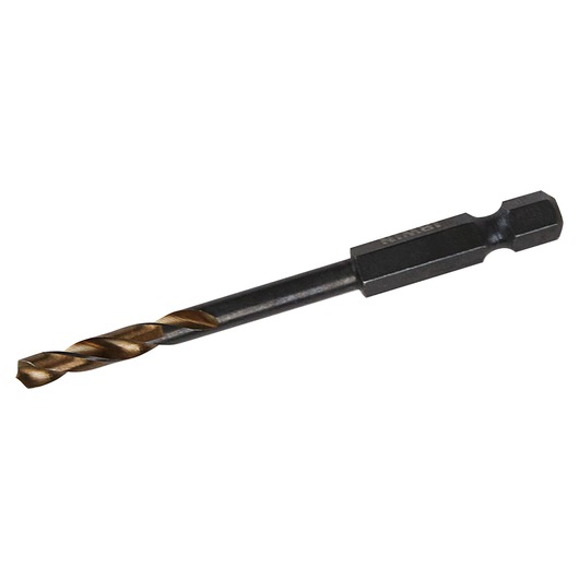 IRWIN 1892819 gold and black hex shank drill bit, close-up angle on white background.
