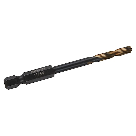 IRWIN drill bit with hex shank, 11/64 size, SKU 1892819, side angle on white background.