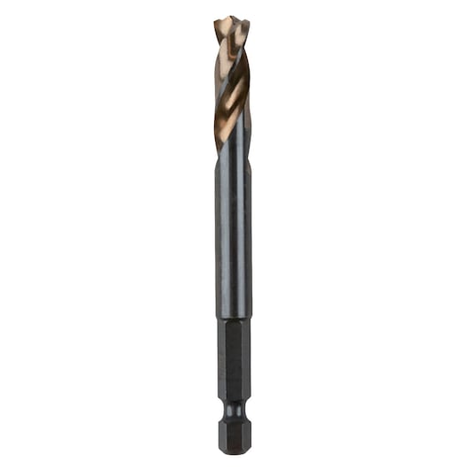 IRWIN 1892843 hex shank drill bit, black and gold finish, product on white background, front view.