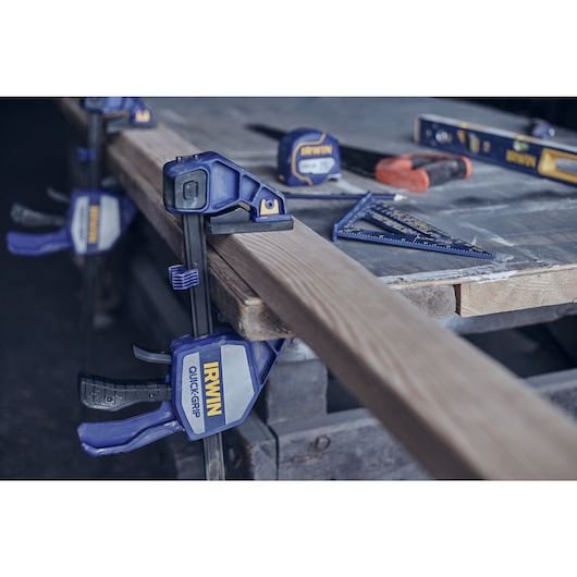 IRWIN® TRADE STRONG™ Strait-Line® QUICK-Grip® Clamp Being Used in Application 