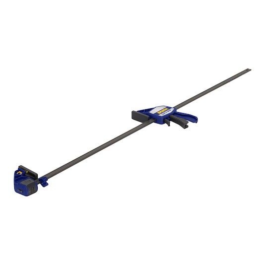 IRWIN blue and black bar clamp with quick-grip trigger, photography on white background, 1964716