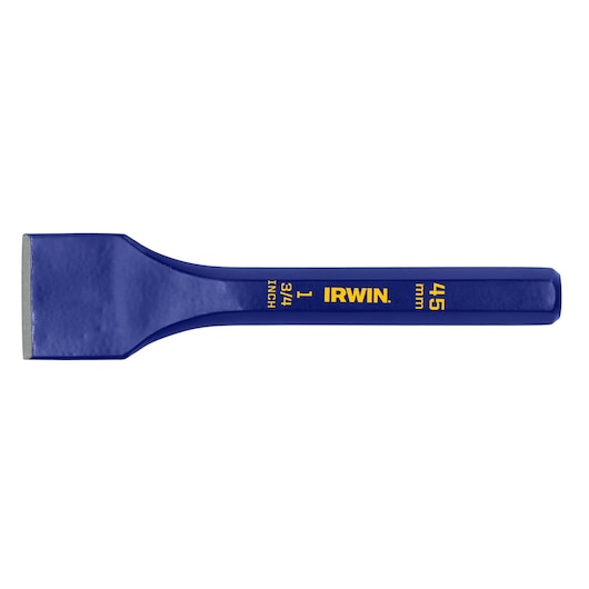 IRWIN 1992668 blue cold chisel, 3/4 inch by 4.5 inch, side view on white background.