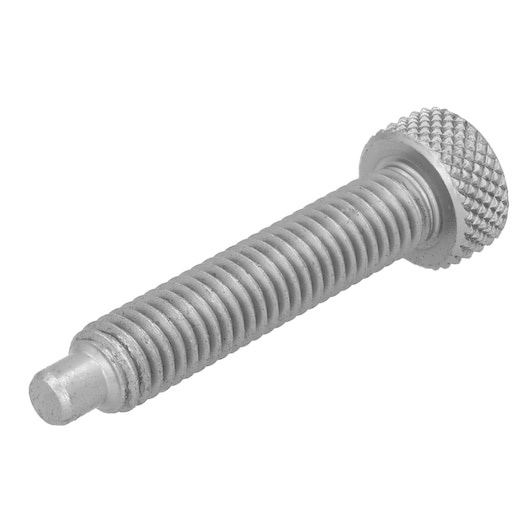IRWIN 2071910 metal knurled thumb screw, product photography, angled view on white background.
