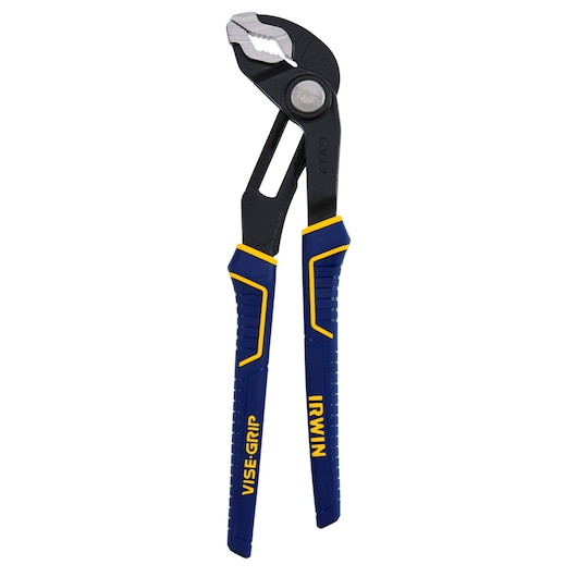 IRWIN VISE-GRIP groove joint pliers, blue and yellow handles, SKU 2078112, front angle, white background.