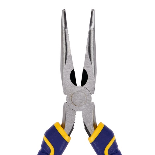 IRWIN long nose pliers with blue and yellow grip handles, SKU 2078226, front angle on white background.