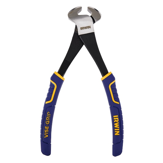 IRWIN VISE-GRIP end cutting pliers with blue and yellow grips, SKU 2078318, front view on white background.