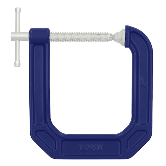 IRWIN blue C-clamp, SKU 225123, front angle photography on white background.