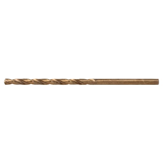 IRWIN 3016007 gold-colored twist drill bit, side view, on white background.