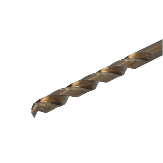 IRWIN drill bit 3016015 close-up, gold finish, spiral flute design, side angle on white background.
