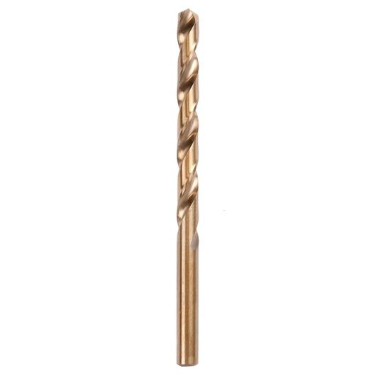 IRWIN 3016017 gold-tone twist drill bit, front angle, on white background.