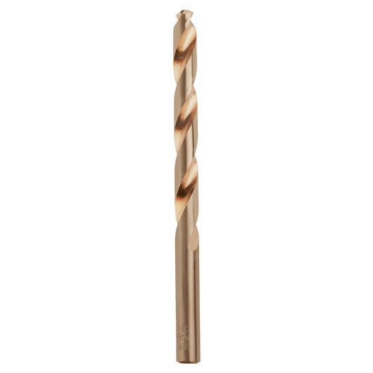 Photo of IRWIN 3016020 gold-colored twist drill bit, straight angle, on white background.