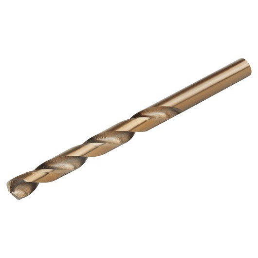 IRWIN 3016020 gold-tone twist drill bit, side angle on white background.