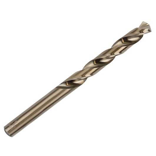Photo of IRWIN metal drill bit, SKU 3016127, single gold-tone spiral bit on white background, angled view.