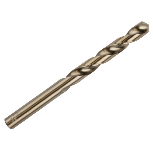 IRWIN 3016128 metal drill bit, gold finish, standard twist, isolated angled view.