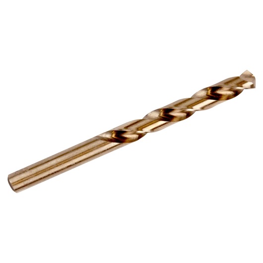 IRWIN 3016129 gold metal drill bit, photography, side angle, on white background