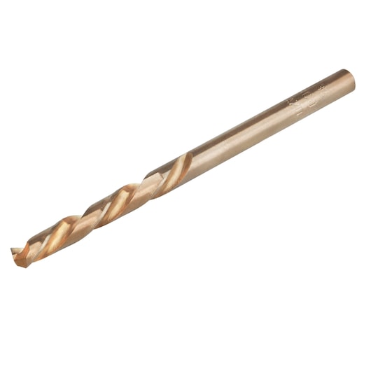 IRWIN 30510 metal drill bit, bronze finish, side angle, product photography.