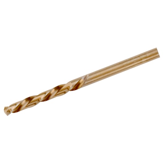 IRWIN 30512ZR gold twist drill bit, side angle on white background.