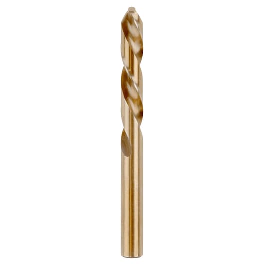 IRWIN 30526ZR gold metal drill bit, straight-on angle, smooth finish, spiral fluted design.