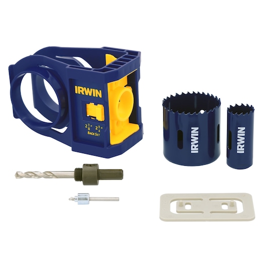 IRWIN 3111002 IRWIN Door Lock Installation Kit for Metal & Wooden Doors front view.