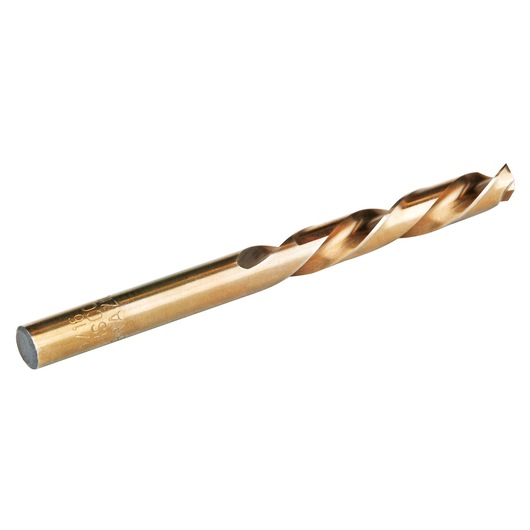 IRWIN 31520 gold metallic twist drill bit, product side angle, photography category.