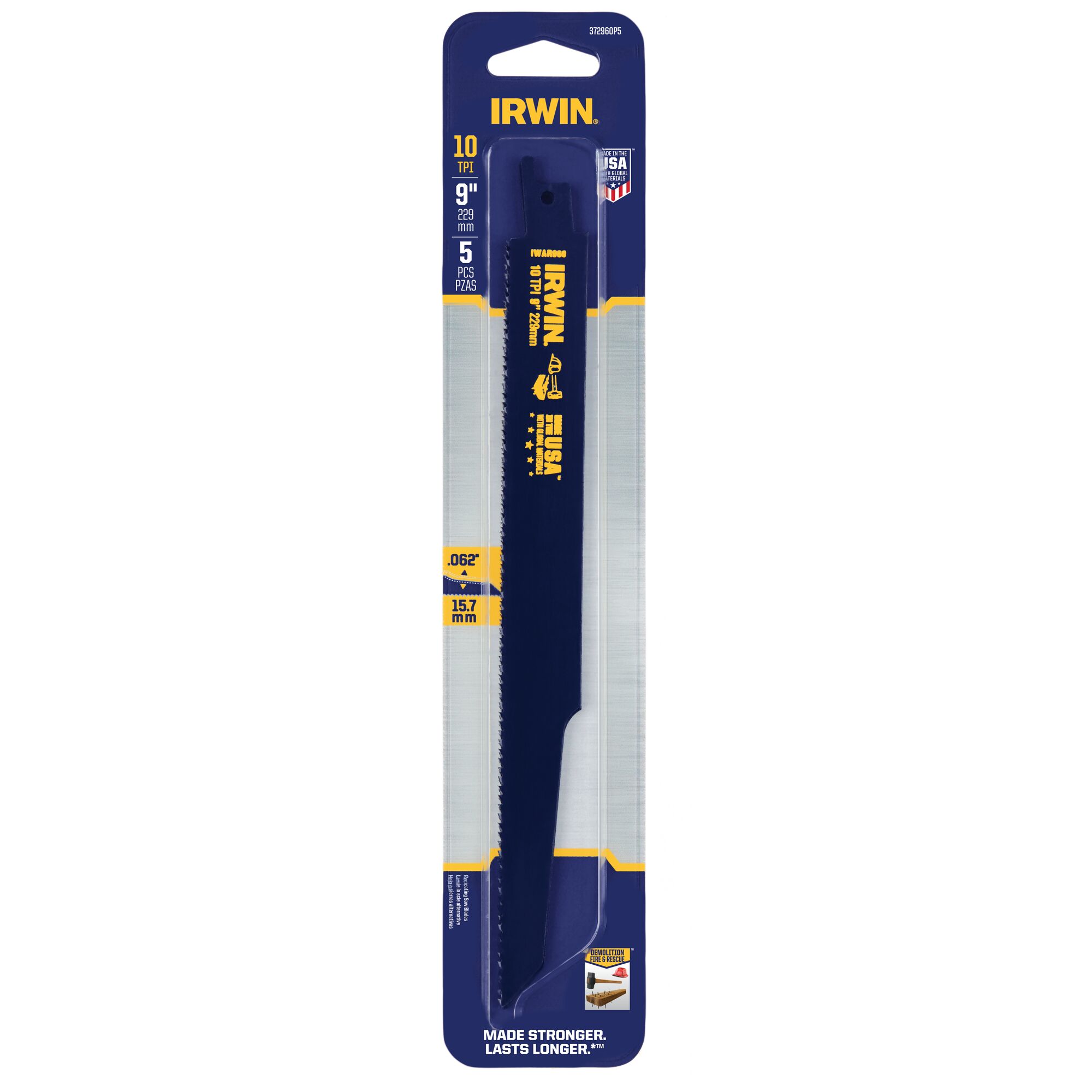 Starrett BR121014-2 Bi-Metal Unique Straight King Cut Fire, Rescue And Demolition Reciprocating Saw Blade, 0.050" Thick, 10-14 TPI, 12" Length X 3/4" Width, Fluorescent Yellow (Pack Of 2 - View #7