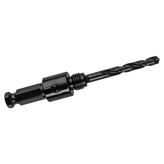 IRWIN 373002 steel drill bit arbor, black color, side angle, for attaching hole saws.